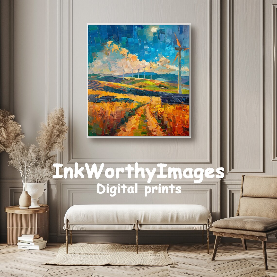 Renewable Energy Landscape Painting, Sustainable Energy - Image 6