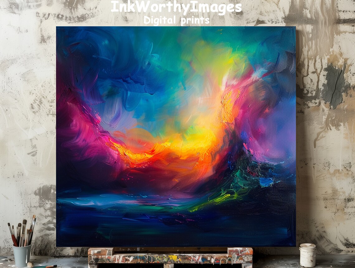 Abstract Color Burst, Vibrant Rainbow Explosion