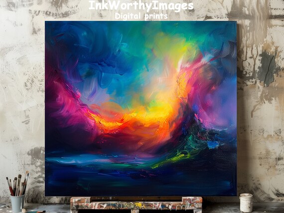 Abstract Color Burst, Vibrant Rainbow Explosion