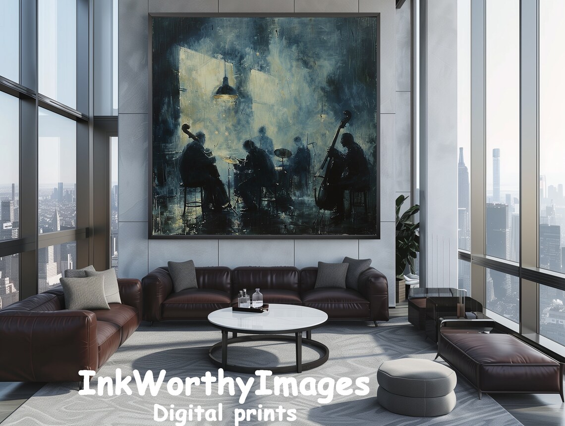 Moody Jazz Band Performance, Atmospheric Music Art - Image 5