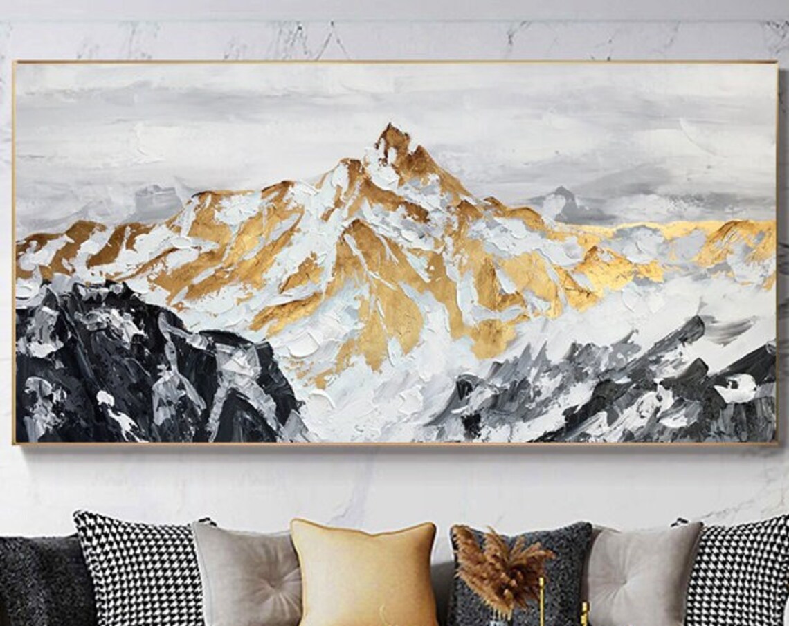 Custom Abstract Gold Snow Mountain Landscape Art Print