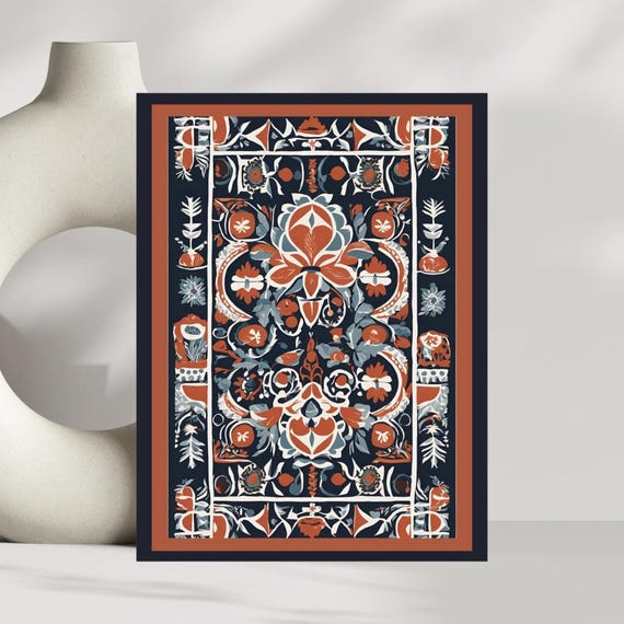 Scandinavian Folk Art Poster Abstract Nordic Print Modern Decor