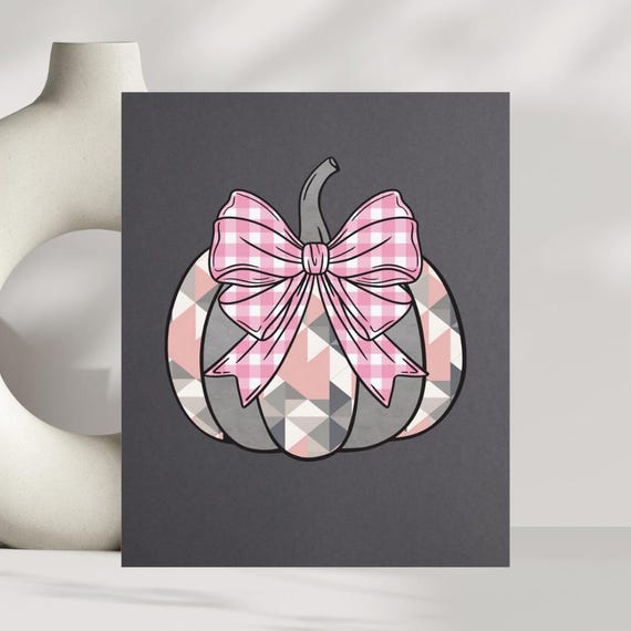 Pink Gray Pumpkin Art Print Modern Fall Decor