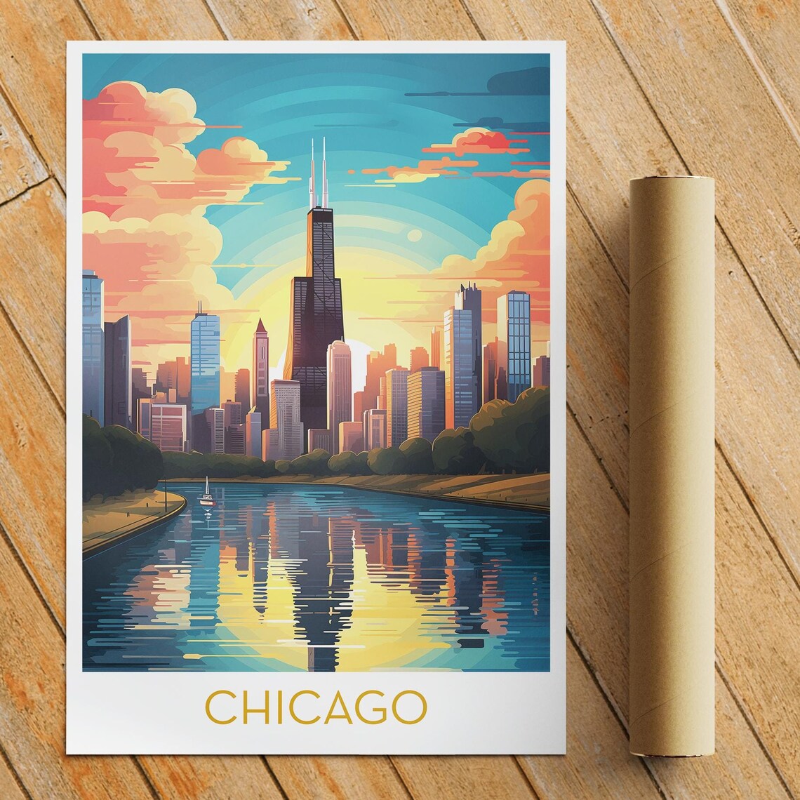 Chicago City Poster Print Wall Decor Fine Art Paper Print Travel Poster Unique City Poster Highend Print Quality On Fine Art Paper