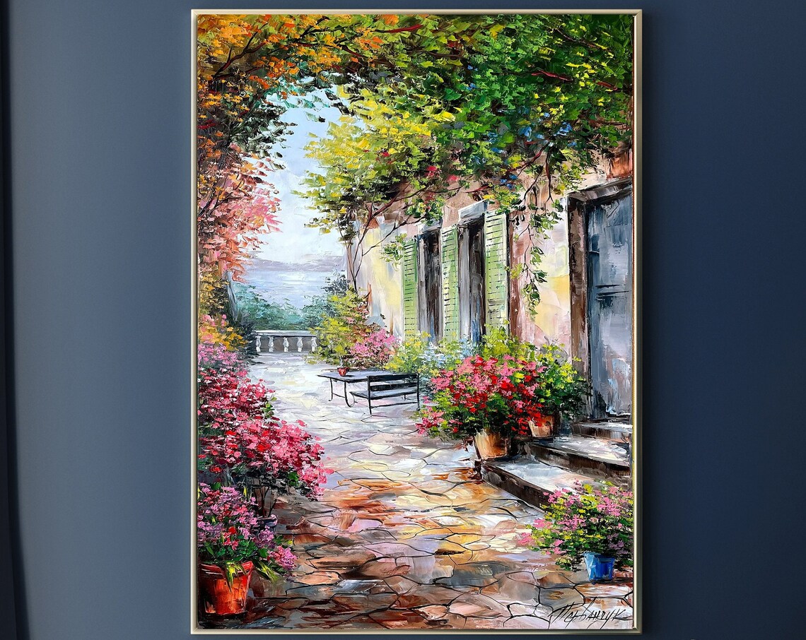 Tuscany Village Oil Painting Art Print, Italian Architecture - Image 3