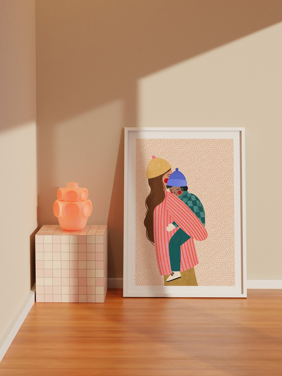 Mum and Boy Motherhood Art Print, Mama Son Poster - Image 4