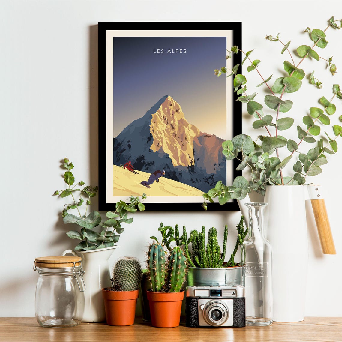 The Alps Travel Poster Ski Chairlift Travel Poster Vintage Poster Mountains Winter Sports - Image 3