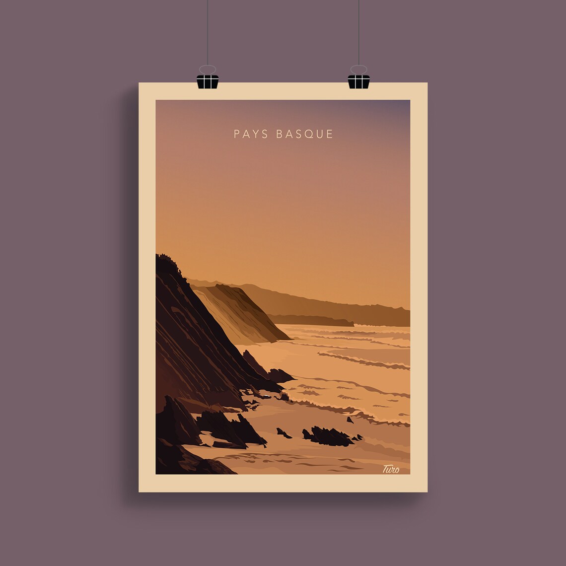 La Corniche Basque Travel Poster, Vintage West Coast - Image 2