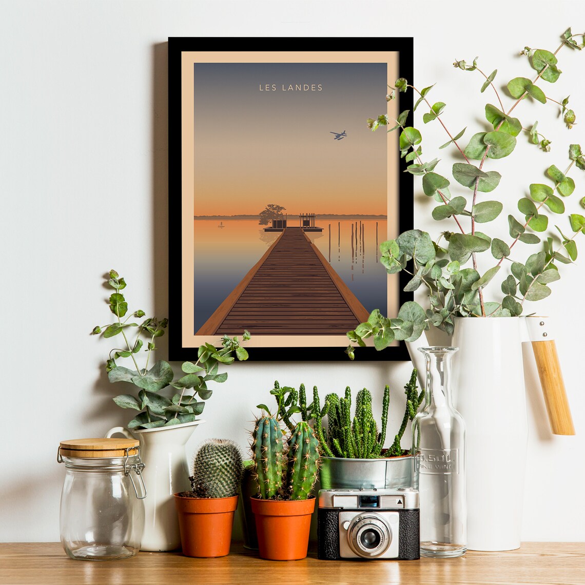 Les Landes Vintage Travel Poster, Lake and Ocean - Image 3