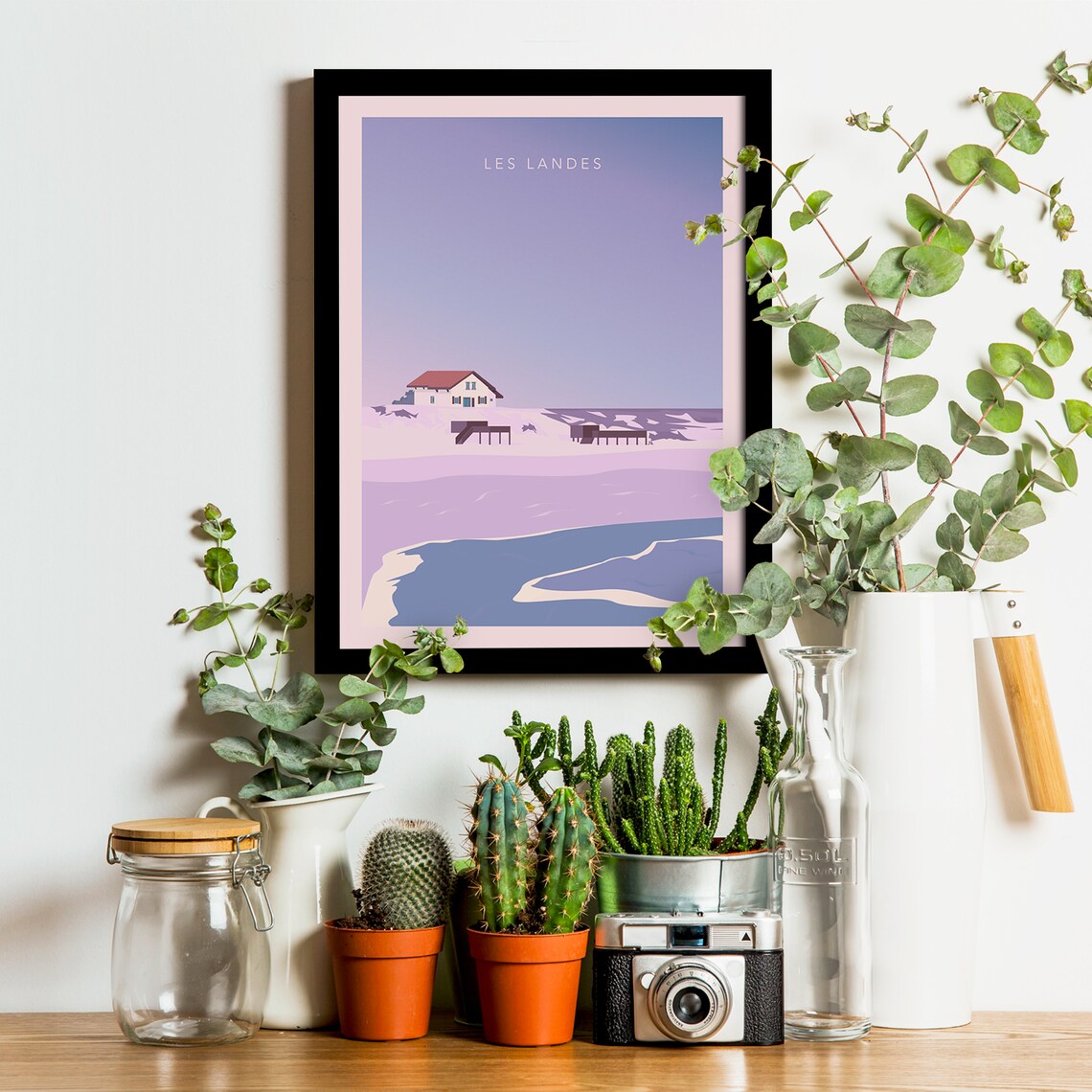 Les Landes Dune House Sunset Minimalist France Vintage Travel Poster - Image 3