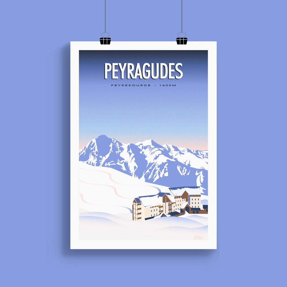 Peyragudes Vintage Pyrenees Travel Poster - Image 2