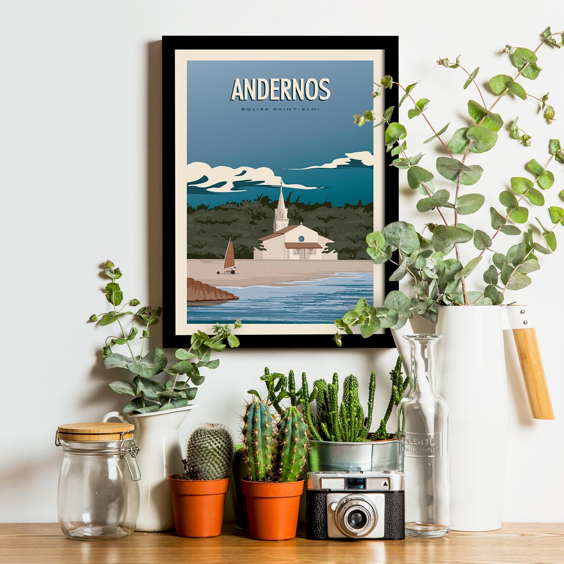 Andernos Vintage Travel Poster, Eglise Saint Eloi - Image 3