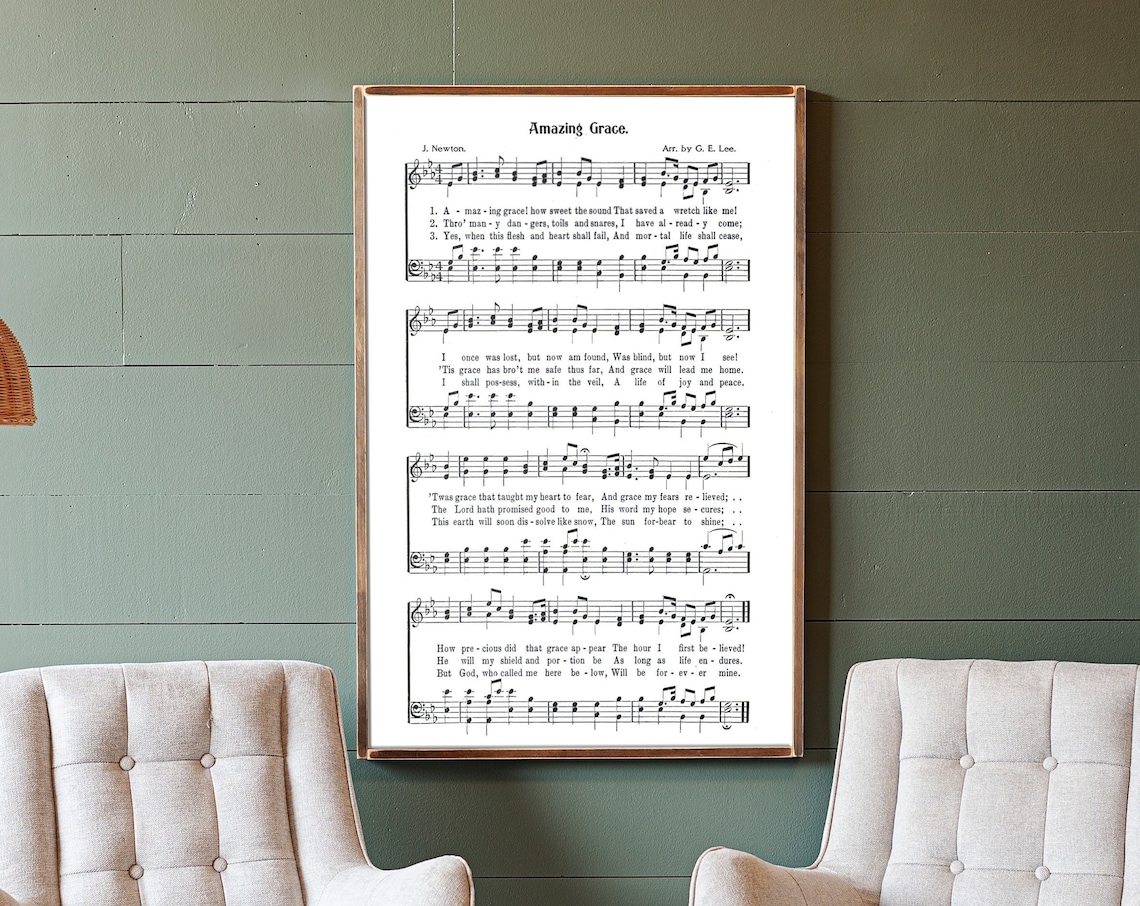 Amazing Grace Hymn Sheet Music Wall Art Print