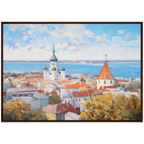 Estonia Oil Painting Tallinn Skyline Home Dcor Art Print Wall For Gift Ready To Hang