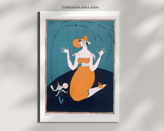 Vintage Illustration Wall Art Fashion Woman Print Eclectic Room Decor Deco Humorous Stylish