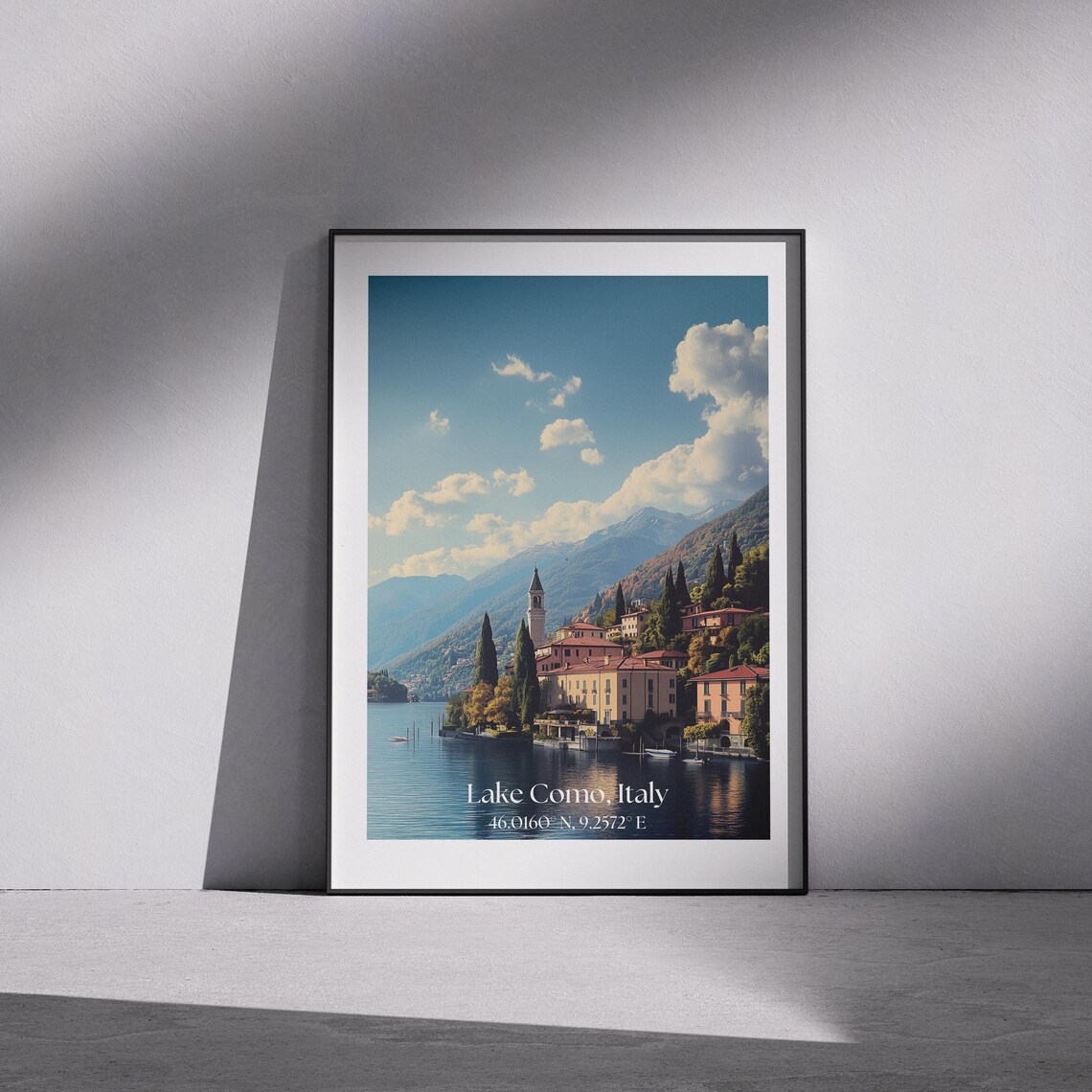 Lake Como Italy Lakeside Town Mountains Scenic Travel Poster