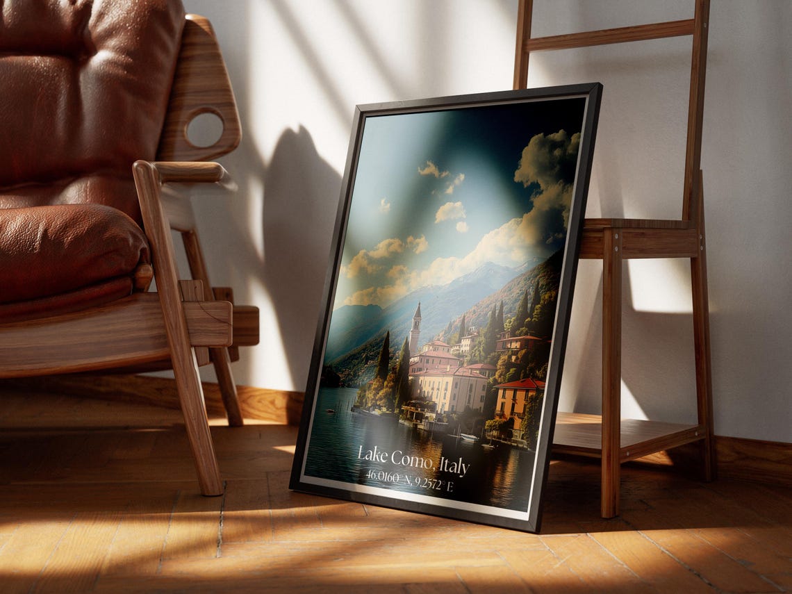 Lake Como Italy Lakeside Town Mountains Scenic Travel Poster - Image 3