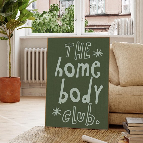 Homebody Club Forest Green And Blue Art Print Print Wall Art Trendy Decor Fun Artwork Vertical Print