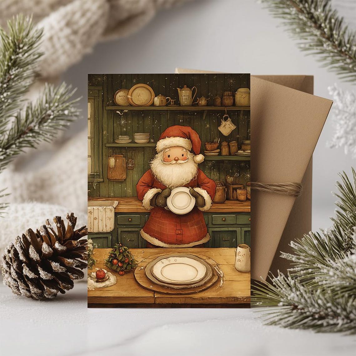 Santa Claus Rustic Kitchen Holiday Dinner Festive Christmas Poster - Image 2