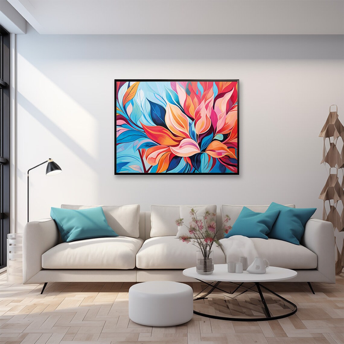 Colorful Abstract Tropical Leaves Botanical Modern Art Print - Image 3