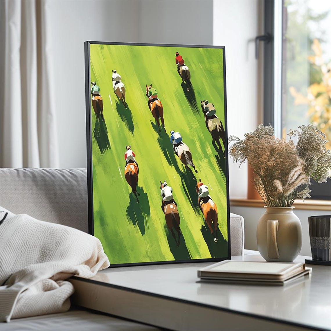 Horse Racing Scene Poster Horse Themed Vibrant Painting Art Print Gift For Horse Riders Equestrian Sports Wall Print - Image 3