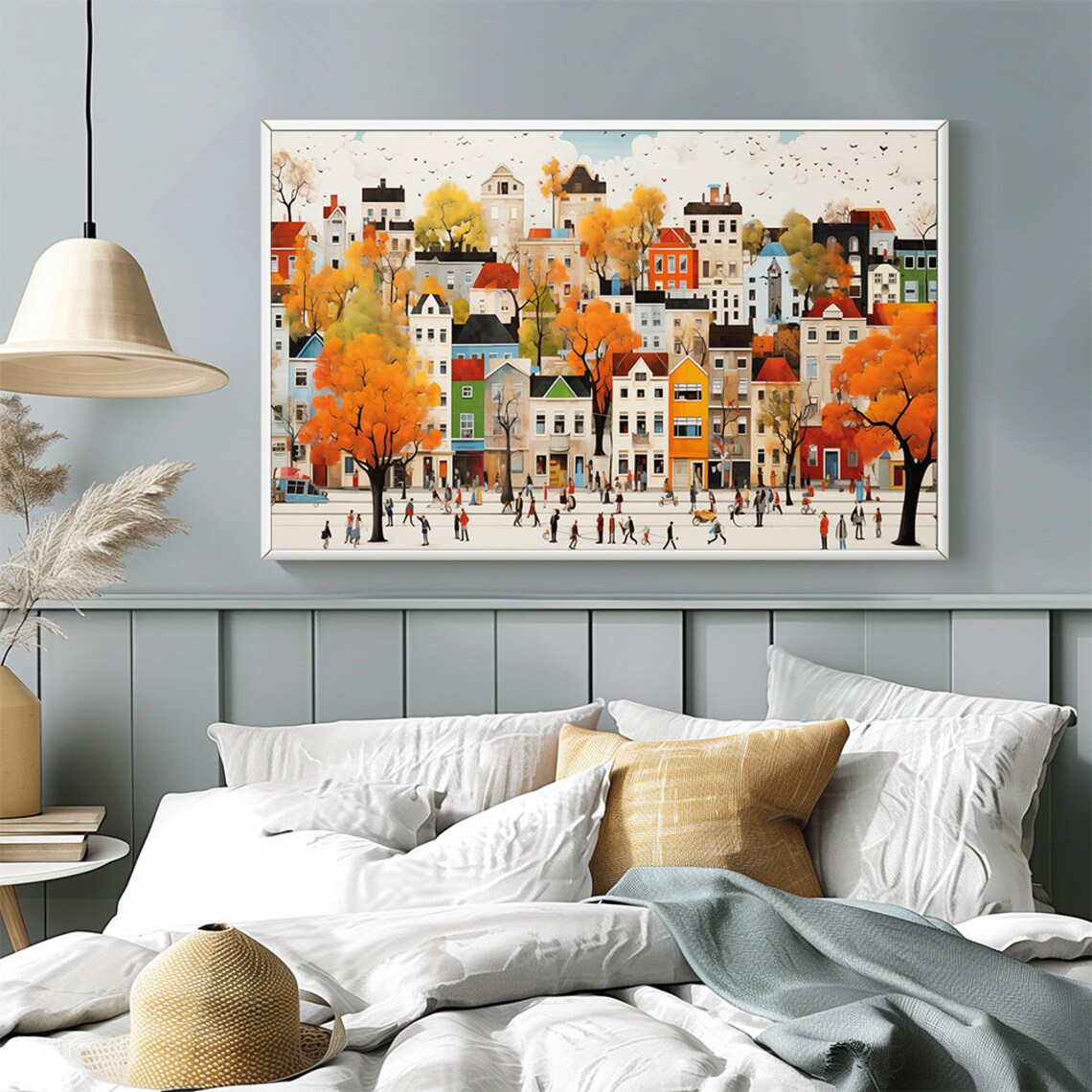 Colorful City Street Daily Life Modern Flat Illustration Poster - Image 2