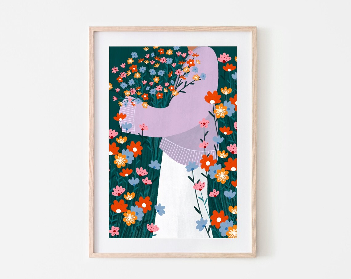 Wildflower Garden Botanical Poster, Vibrant Floral Art