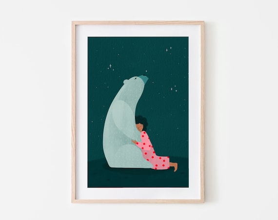 Soley And The Bear Night Sky Art Print