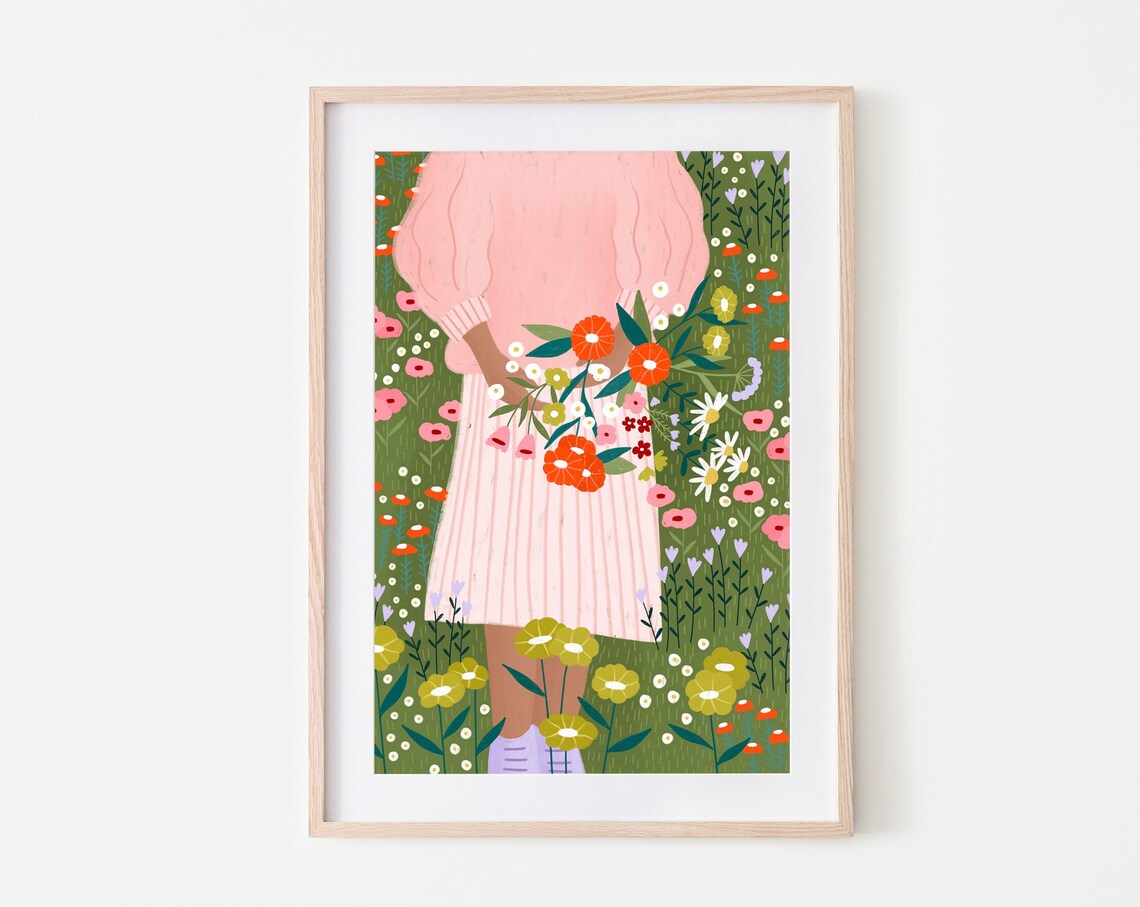 Flower Farm Floral Art Print, Vibrant Botanical