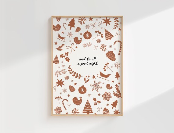 And To All A Good Night Terracotta Christmas Icons Art Poster