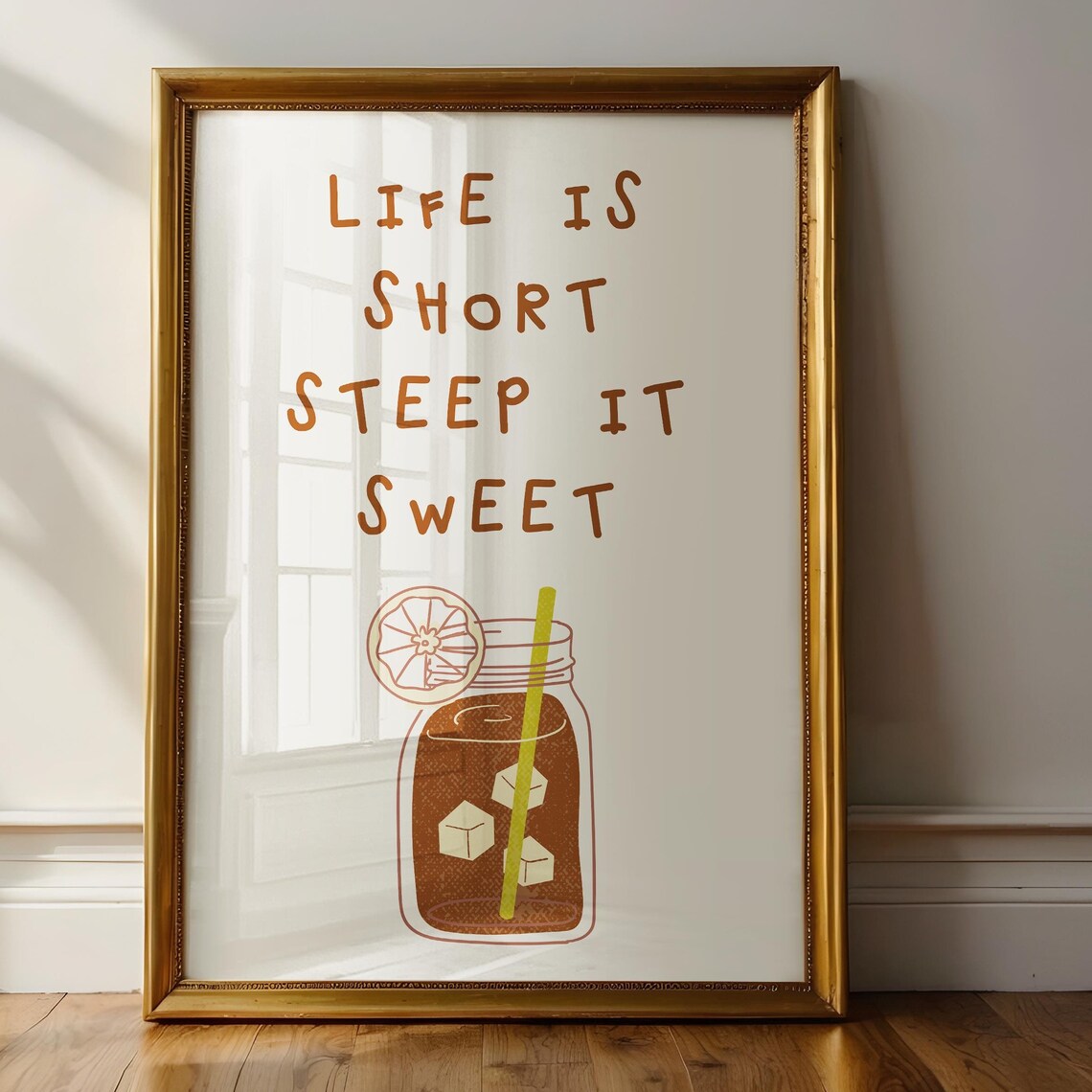 Life Is Short Steep It Sweet Mason Jar Tea Kitchen Quote Wall Art