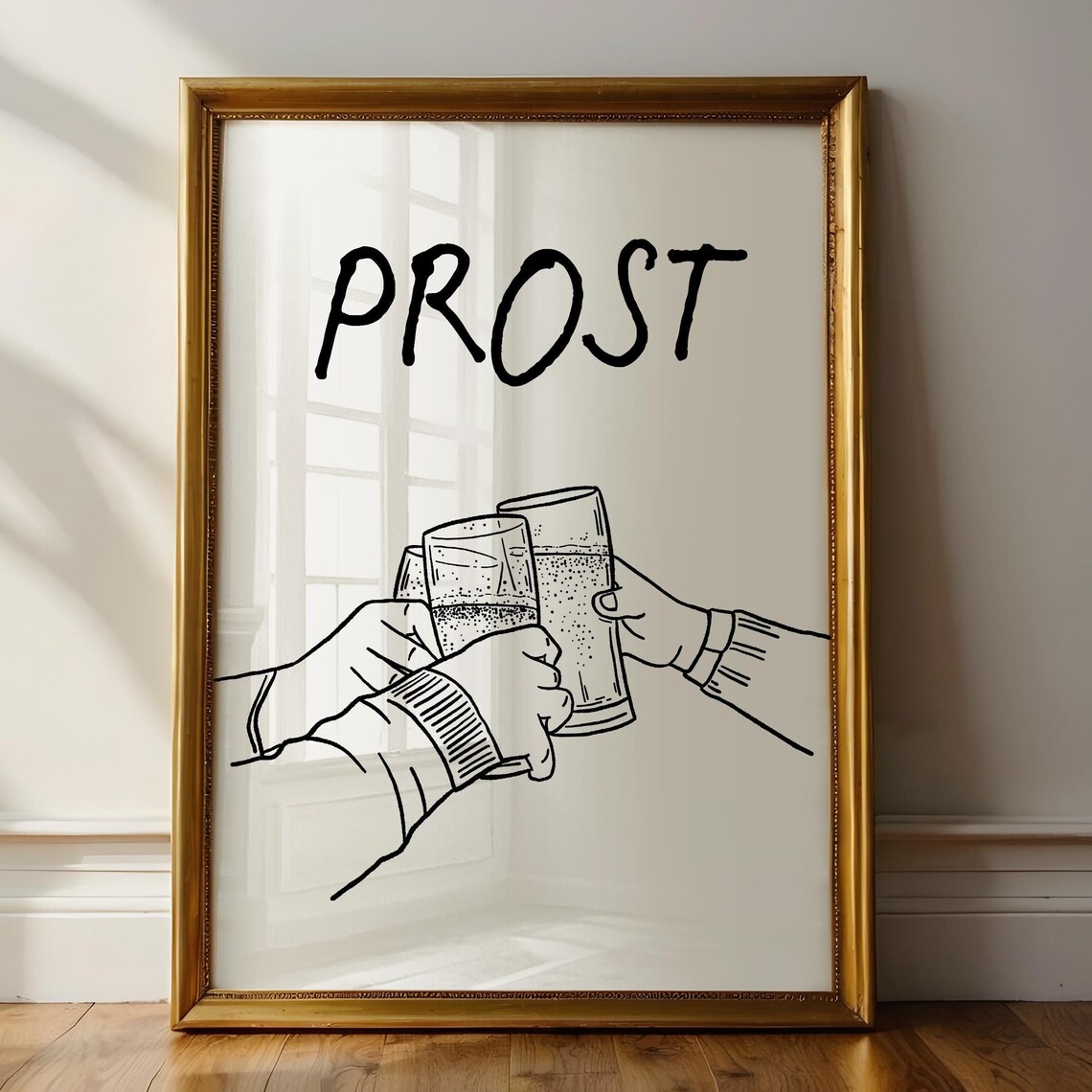 Prost German Bar Cart Decor, Eclectic Bar Art Print
