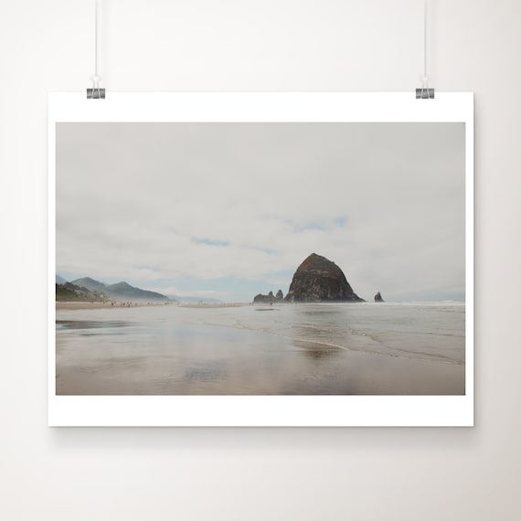 Cannon Beach Haystack Rock Rising Off The Misty Oregon Coast Print
