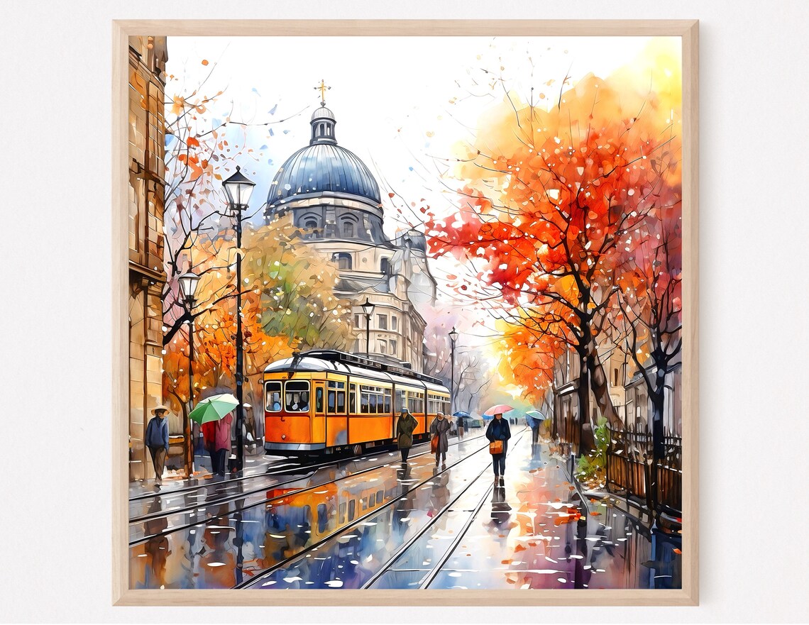 Berlin Street Art Print Bohemian Watercolor Cityscape Giclee