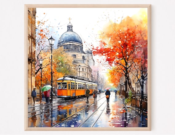 Berlin Street Art Print Bohemian Watercolor Cityscape Giclee