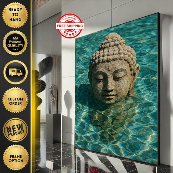 Serene Buddha Reflection Canvas Wall Art Print Tranquil Zen Decor For Living Room Ready To Hang Masterpiece