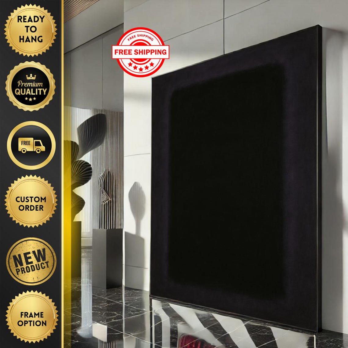Rothko-Inspired Black Minimalist Dark Modern Abstract Art Poster