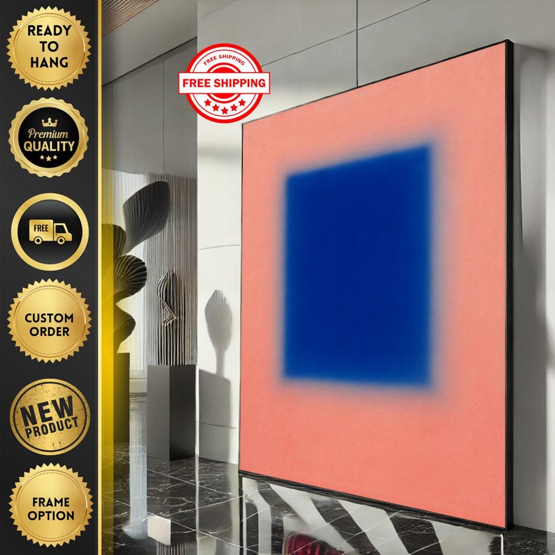 Mark Rothko Inspired Blue Pink Color Field Abstract Modern Wall Art