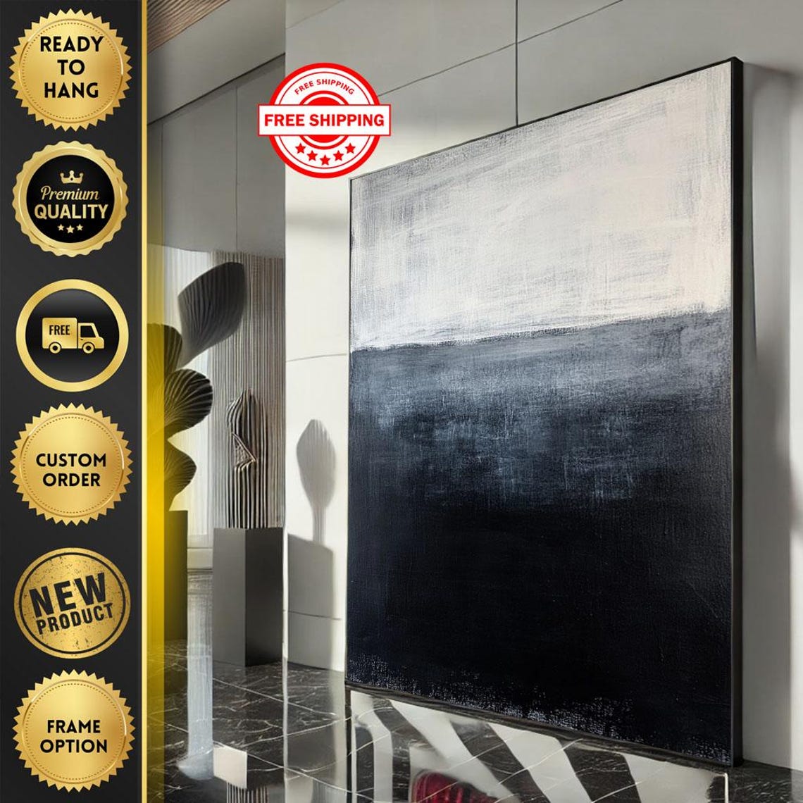 Mark Rothko Inspired White And Black Two Tone Minimalist Poster