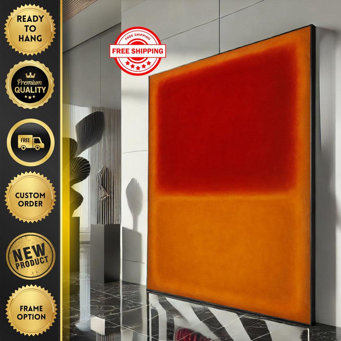 Rothko-Style Fiery Red and Abstract Orange Color Field Warm Poster