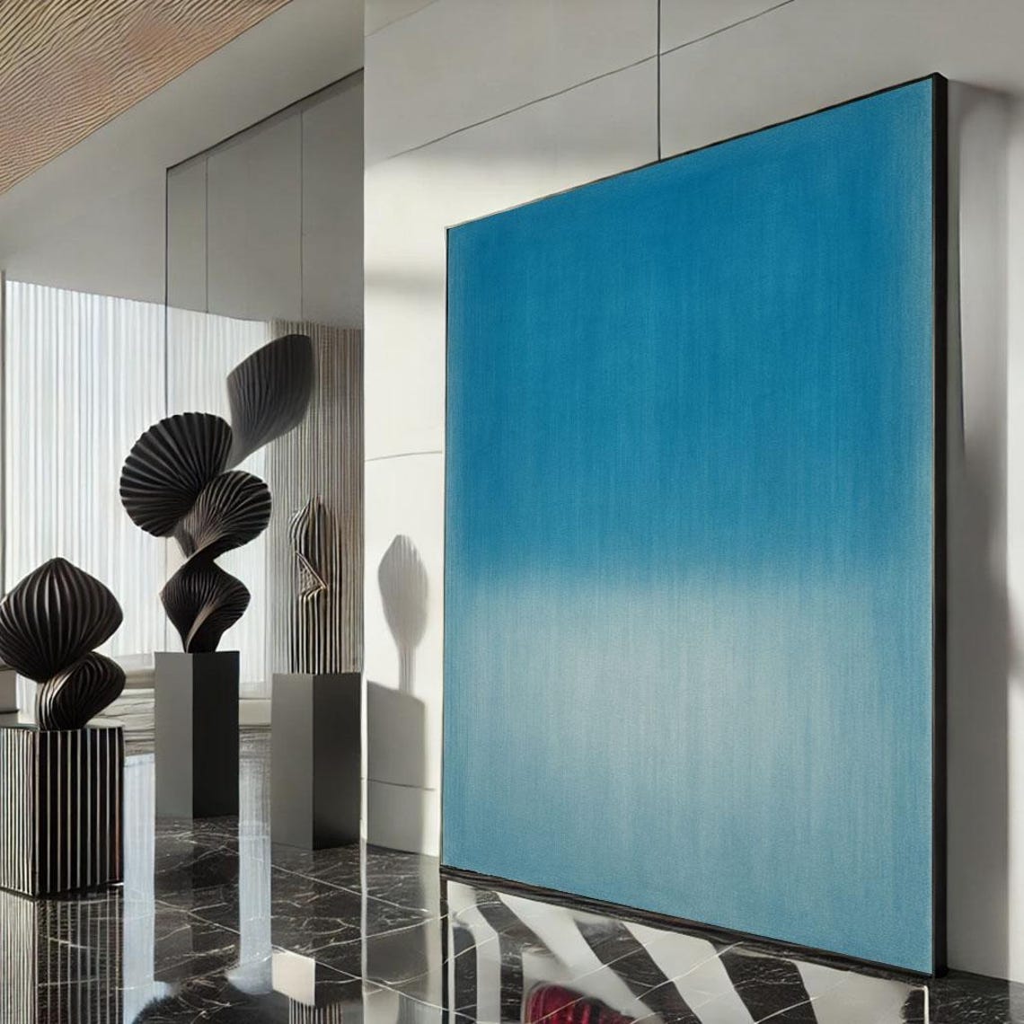Blue Gradient Abstract Ombre Wash Minimalist Calm Modern Art Poster