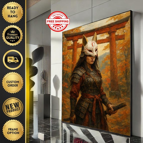 Warrior Woman In Armor Canvas Wall Art Print Rustic Medieval Living Room Decor Statement Piece