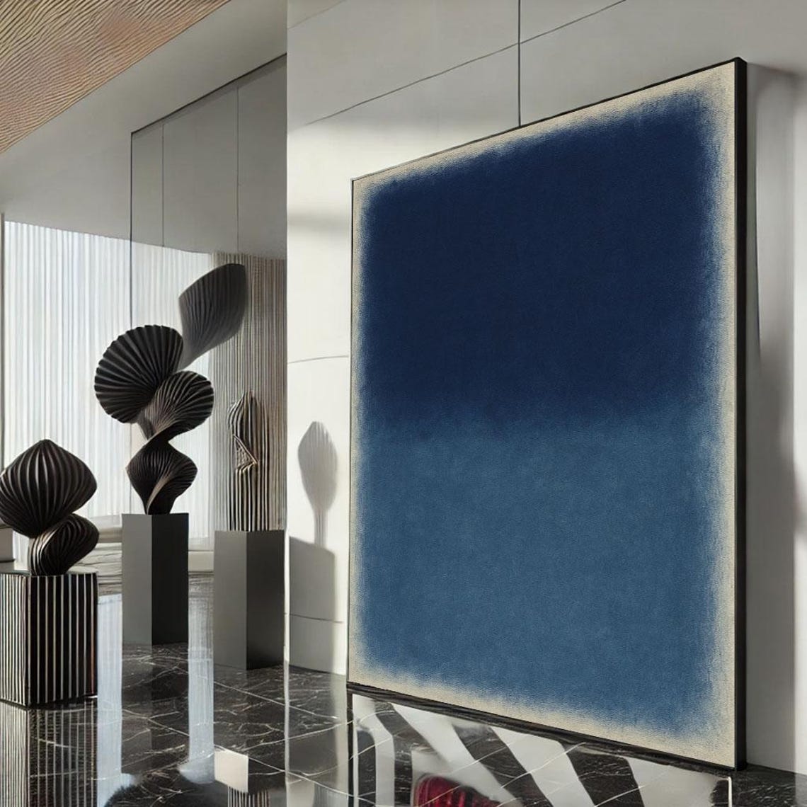 Rothko Style Deep Blue Color Field Abstract Modern Art Poster
