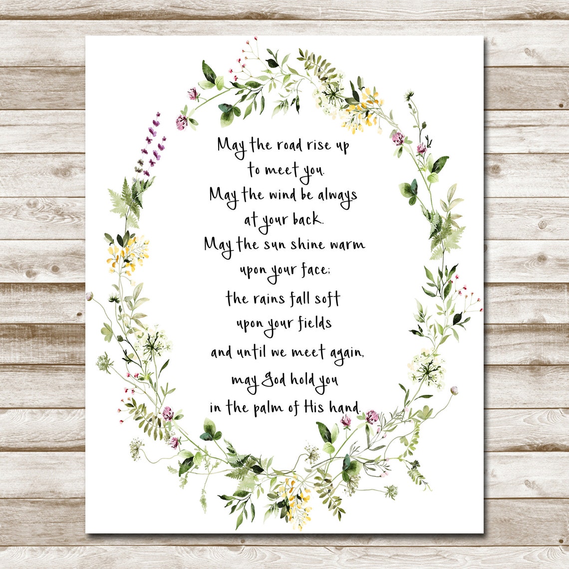 Irish Blessing May The Road Rise Up To Meet You Floral Wreath Poster - Image 10