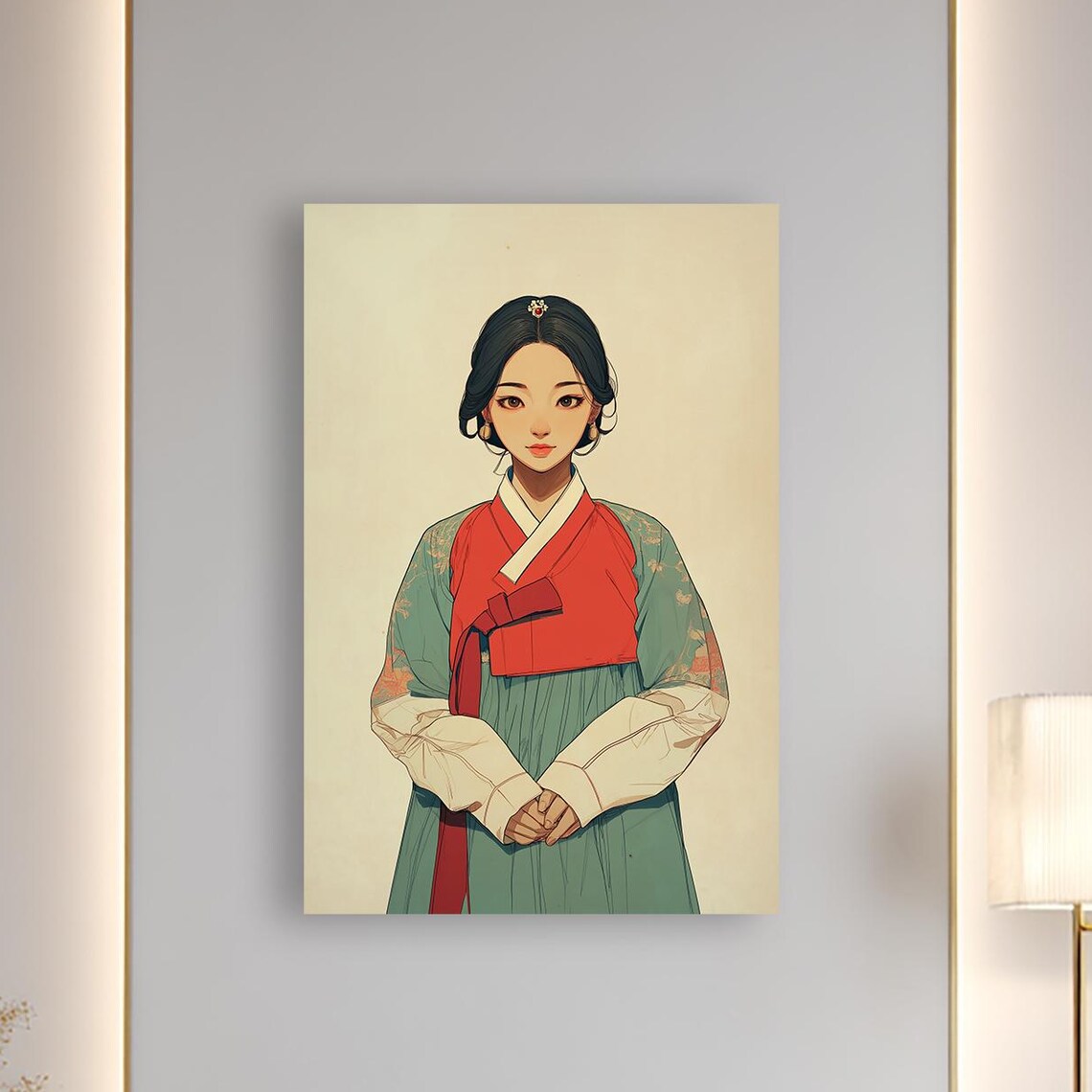 Traditional Korean Girl Art Print, Hanbok Portrait