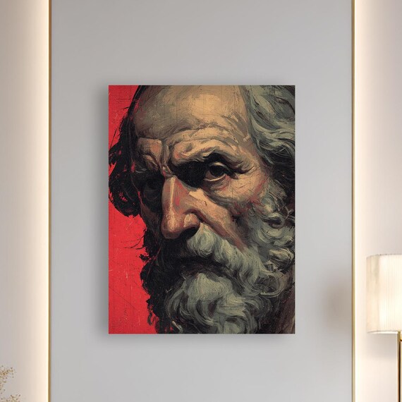 Dramatic Bearded Elder Portrait Classical Oil Painting Style Poster