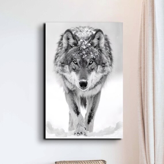Gray Wolf Walking Through Snow Winter Wildlife Portrait Art Poster