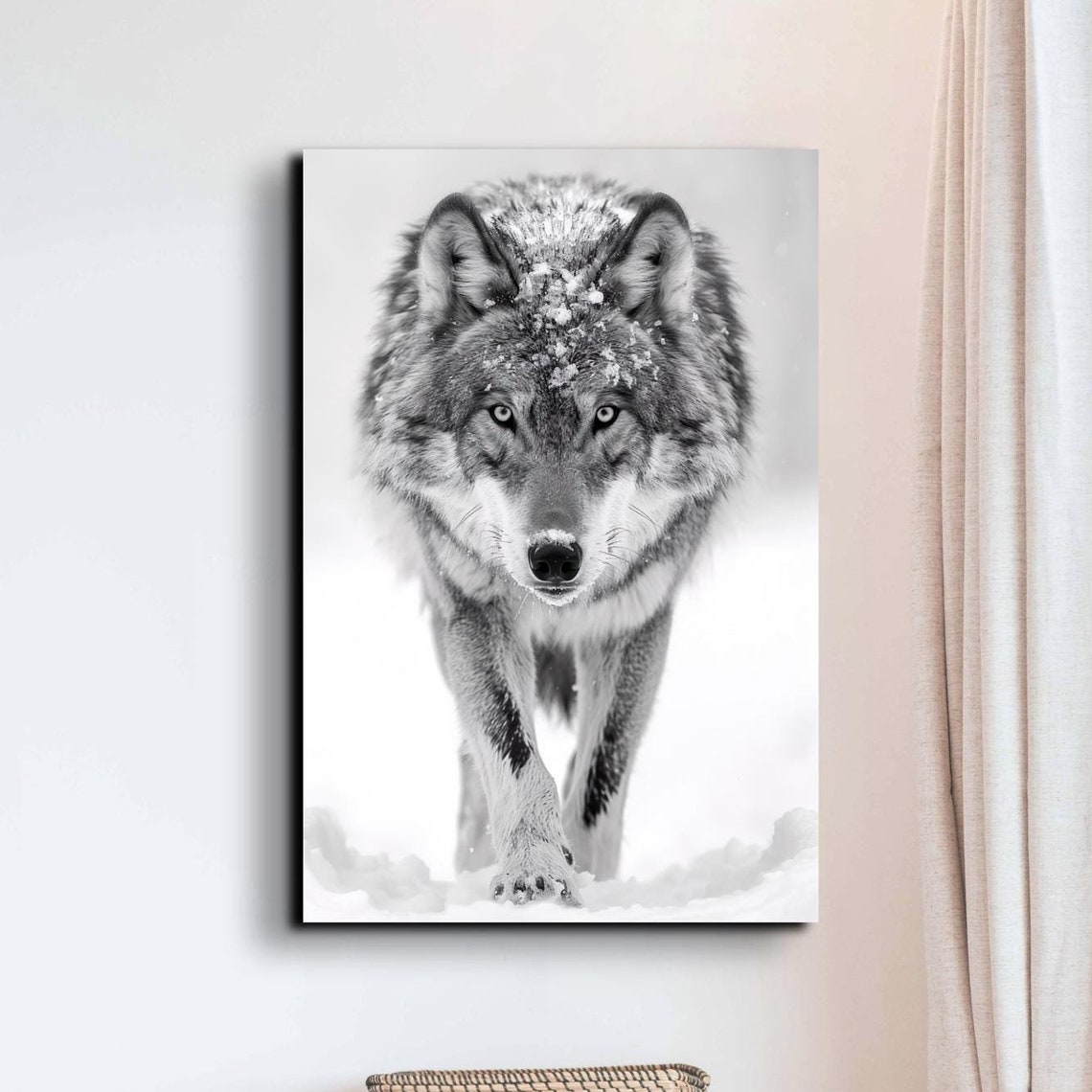 Gray Wolf Walking Through Snow Winter Wildlife Portrait Art Poster