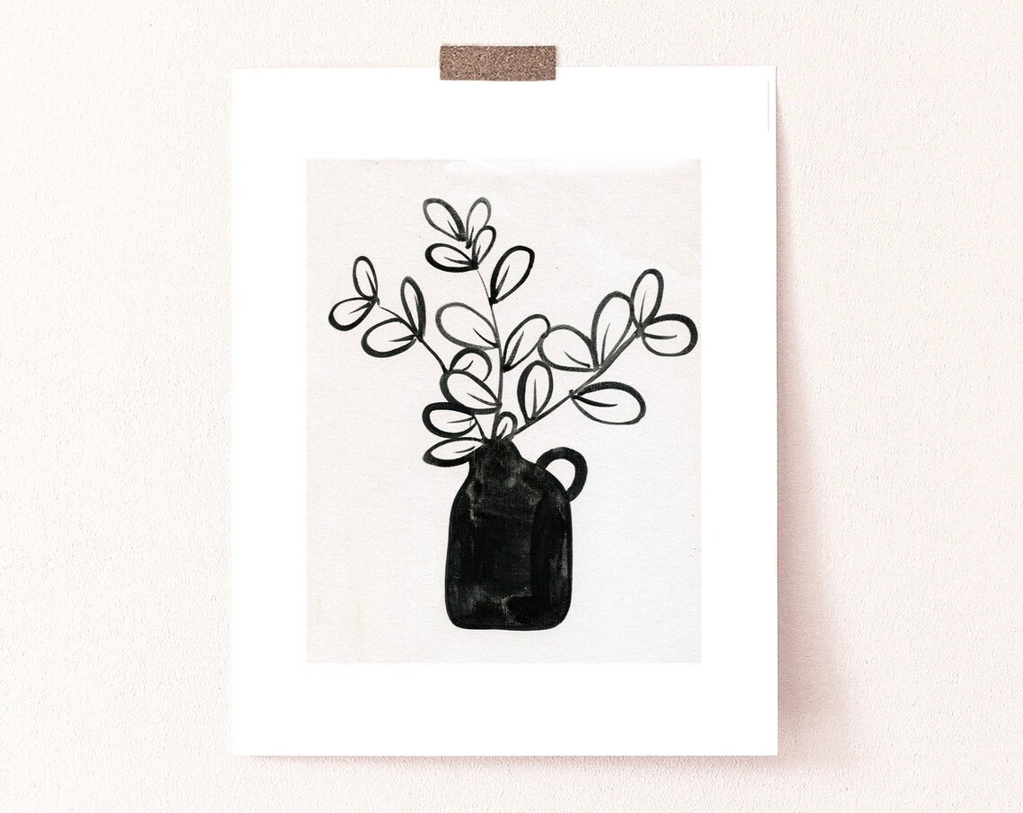 Floral Arrangement 5, Vintage Black and White Art Print