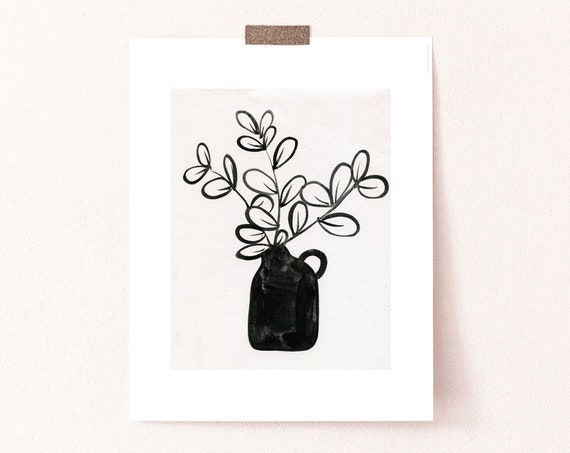 Floral Arrangement 5, Vintage Black and White Art Print